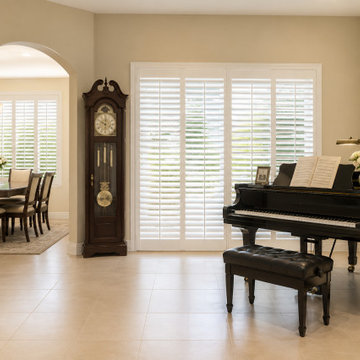 Plantation Shutters Florida | Living Room & Master Bedroom | Luxury Florida Home