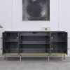 Iside 65" Lacquer With Gold Accents Sideboard, Gray