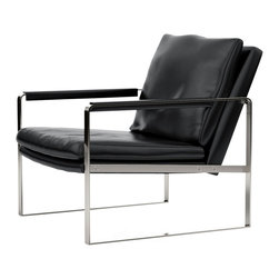 Modloft Charles Armchair, Black Bicast Leather - Armchairs And Accent Chairs