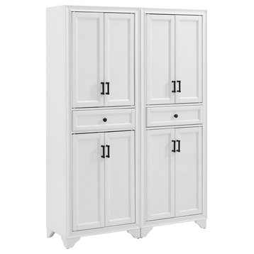 Tara 2-Piece Pantry Set, Distressed White 2 Pantries