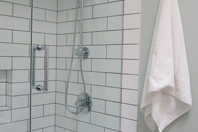 Bathroom - transitional white tile and ceramic tile porcelain tile bathroom idea in San Francisco