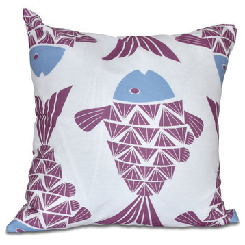 Big Fish, Animal Print Outdoor Pillow, Purple, 18"x18"