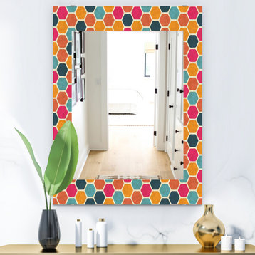 Designart Honeycomb 1 Modern Frameless Wall Mirror, 24x32