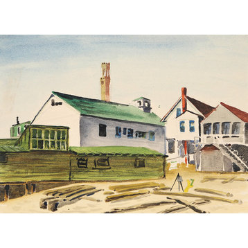 Eve Nethercott "Artist'S Easel in Beachside Town, P2.54" Watercolor