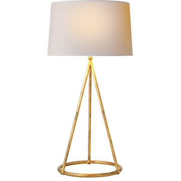 Nina Table Lamp, 1-Light, Tapered, Gilded Iron, Natural Paper Shade, 31"H