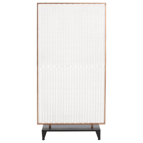 Bellic Modern Iron Mesh Room Divider, Warm Gold and Black