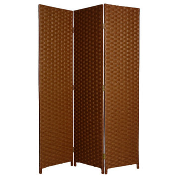 Benzara BM26679 Foldable 3 Panel Room Divider with Streamline Design, Dark Brown