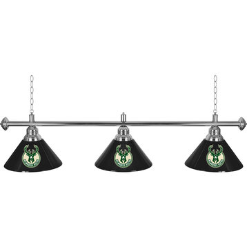 3-Shade Hanging Lamp - Milwaukee Bucks Logo 60-Inch Light