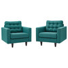 Empress Armchair Upholstered Fabric, Set of 2, Teal