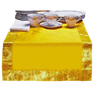 Yellow - Hand Crafted Table Runner (India) - 16 X 108 Inches