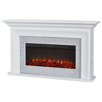Real Flame Sonia 69" Landscape Solid Wood and Glass Electric Fireplace in White
