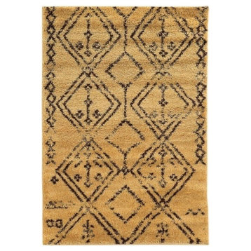Linon Moroccan Fes Power Loomed Polypropylene 5'x7' Rug in Brown