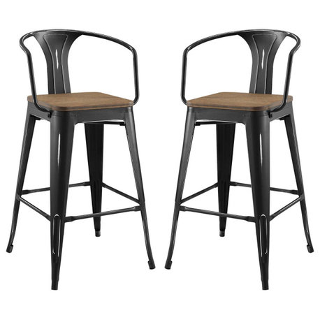 Promenade Bar Stool, Set of 2, Black