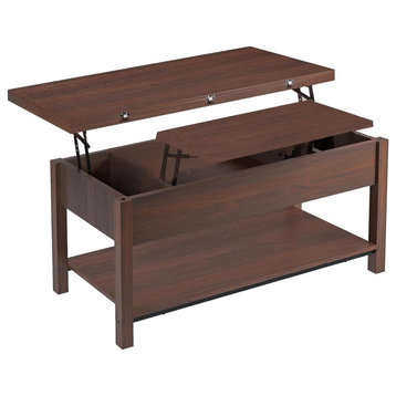Multifunctional Coffee Table, Expandible Lift Up Top & Large Space, Espresso