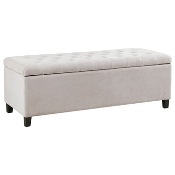 Madison Park Shandra Upholstered Soft Close Storage Bench, Natural