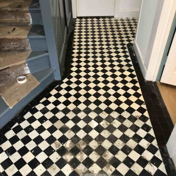 Repairing and cleaning a Victorian Tiled hallway in Highgate