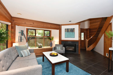 Example of a minimalist living room design in Vancouver