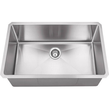 Stainless Steel 30" 16-Gauge Single Bowl Undermount Kitchen Sink