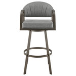 Armen Living - Marcie Swivel Stool, Mineral Finish Iron Frame & Faux Leather, Vintage Gray, Counter Height - Give a sleek and stylish update to your home with the Marcie Swivel Counter or Bar Height Stool in Faux Leather and Metal by Armen Living. Combining modern and industrial notes, our barstool is ready to impress with its timeless charm and comfort. The sturdy, iron arms and built-in circular footrest demonstrate how this barstool was designed with your comfort in mind. The curved backrest provides support for a long, comfortable stay. The channeling detail and luxurious faux leather upholstery lend chic and modern appeal to the Marcie barstool. This polyurethane faux leather does not crack easily and is water, fade, and stain-resistant to offer easy maintenance and a longer lifespan for your new favorite piece of furniture. The seat is generously cushioned with 2.5 inches of high-density foam, and this stool features sturdy metal legs that can support up to 250 pounds. It serves as a stunning compliment to your kitchen island, pub table, home bar, or adjustable desk to add distinctive character and charm. This barstool includes a smooth 360-degree swivel function that allows you to engage with everyone around you while being able to navigate compact spaces. The Marcie Swivel Counter or Bar Height Stool is available in a Mineral Finish with Vintage Gray or Vintage Black Faux Leather to make a stunning statement in your home.