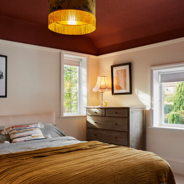 Red Ceiling Guest Bedroom