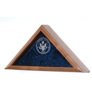 Solid Oak Military Burial Flag Display Case, Navy Emblem