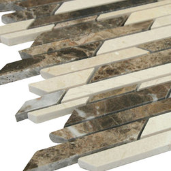 Dark Emperador and Beige ZigZag Stone Tile Mosaics - Home Accessories & Decor