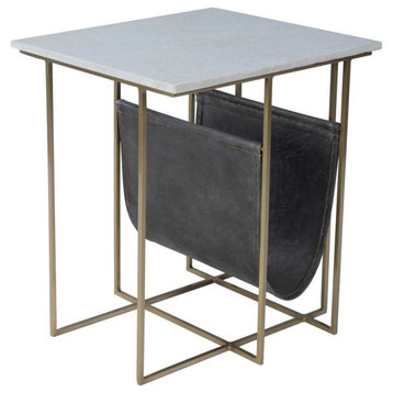 Beaumont Lane Metropolitan Living Marble and Leather Magazine Table in Beige
