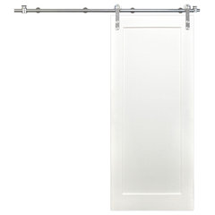 Sturdy Barn Door 30 x 80 inches | Lucia 2661 Matte White | Top Mount 6.6FT  Rail Hangers Heavy Hardware Set | Solid Panel Interior Doors