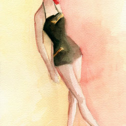 Brown Vintage Bathing Suit 2 Fashion Illustration - Fine Art Prints