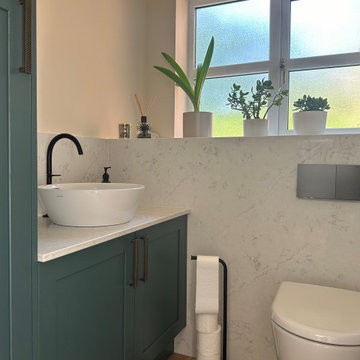 Baltic Green and Oak Downstairs Renovation - cloakroom