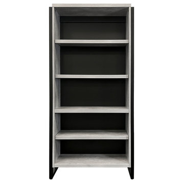 Modern Open Wood Laminate Bookcase, Fully Assembled, Concrete Gray