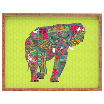 Deny Designs Sharon Turner Painted Elephant Chartreuse Rectangular Tray