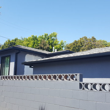 Black Gutters and Downspouts Contemporary Home, West Los Angeles