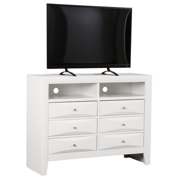 Marilla White 6-Drawer Chest of Drawers (47 in. L X 17 in. W X 37 in. H)