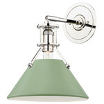 Hudson Valley Lighting - Painted No.2 1-Light Wall Sconce, Polished Nickel, Leaf Green Shade - Painted No.2 has an effortless look, the result of careful consideration. A relaxed form with timeless style, three beautiful finish options make it feel fresh. Adjustable and utilitarian, approachable and universal, this collection adds texture through its components and charm through its many circle details.