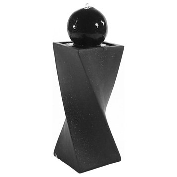 Sunnydaze Black Ball Solar-on-Demand Fountain With LED Light, 30"