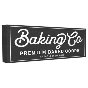 Baking Co Vintage Typography Sign, 10"x24", Stretched Canvas Wall Art