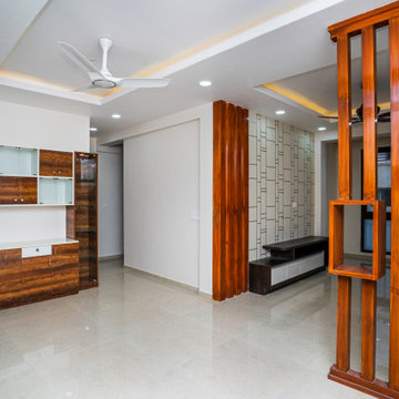 Wood-And-White Themed Interior Design For 3BHK Duplex Home
