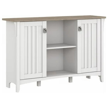 Mission Storage Cabinet, 2 Side Cabinets & Center Shelf, Shiplap Gray/Pure White