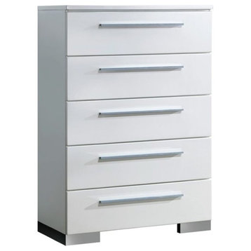 Furniture of America Rayland Contemporary Wood 5-Drawer Chest in Glossy White