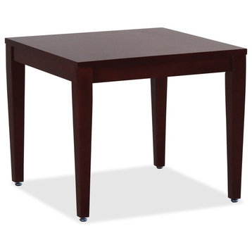 Lorell Mahogany Finish Solid Wood Corner Table, Square Top