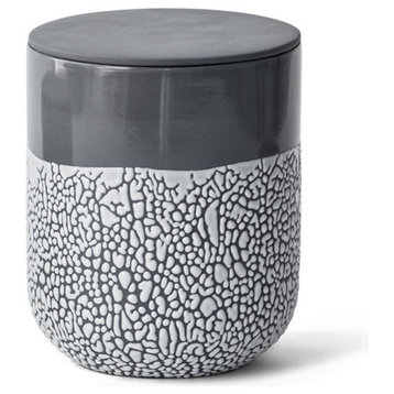Lichen Ceramic Box, Charcoal 6.5" High