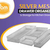 Silver Mesh Desk Drawer Organizer Tray Multipurpose Storage Holder, 3x15x2, 12