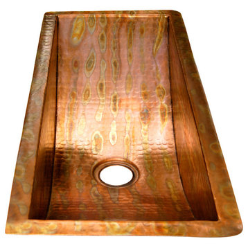 Rectangular Bar Copper Sink Undermount Or Drop In, Without Solid Copper Drain