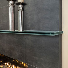glass mantle for fireplace