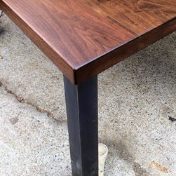 Solid Walnut top with gunmetal angle steel base - Dining Sets