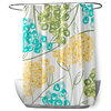 70"Wx73"L, Hydrangeas, Floral Print Shower Curtain, Yellow, 70"x73"