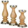 Traditional Silver Wood Candle Holder Set