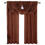 Royal Tradition - 5-Piece Soho Faux Silk Window Treatment Set, Rust, 84"x108" Panels - Enhance your privacy while embellishing your living space with this Soho faux silk waterfall curtain panels elegant set. Features a texture-rich and colorful panels that adds an elegant touch to any room decorations. This waterfall curtain panels provides a quality, durability and style. With a soft faux-polyester, this panel provides effortless draping and versatility to your window.
