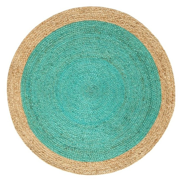 Oculus Round Jute Rug Turquoise And Natural Contemporary Floor Oculus Round Jute Rug Turquoise And Natural 150 Cm